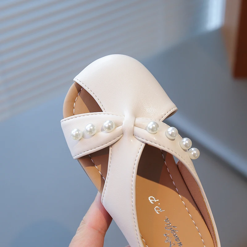 Girls Summer Beach Sandals with Shiny Beads