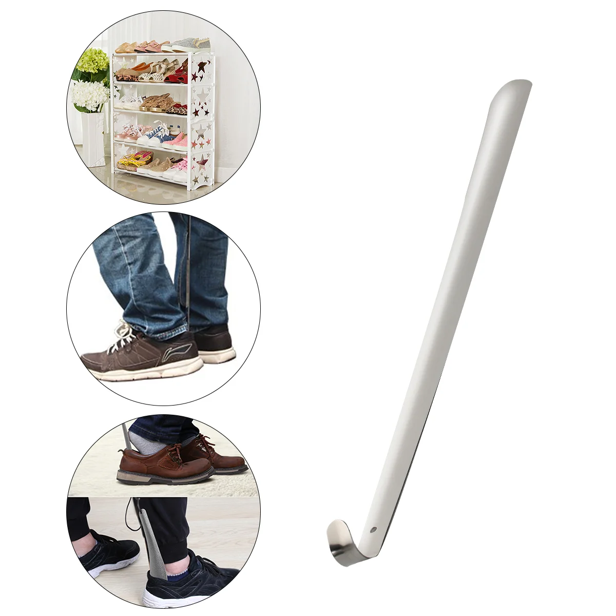 50 CM Boots for Men 50cm Shoe ShoeShort Shoe Horn For Men with Hanging Hole Stainless Steel Man Handheld Shoe Horn