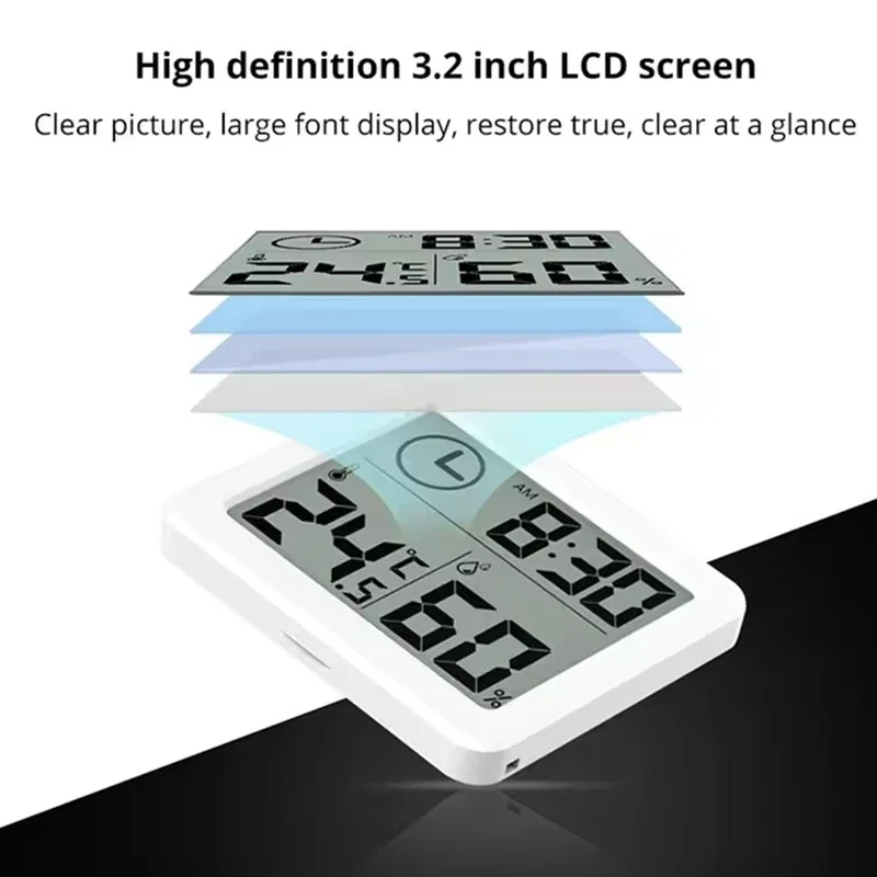 Digital Thermometer Hygrometer Wall Clock