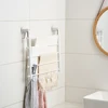 Folding Towel Rod With Sock Clip Wall Mounted Retractable Drying Racks Invisible Clothes Hanger Space Saving Non-Slip Hangers 4