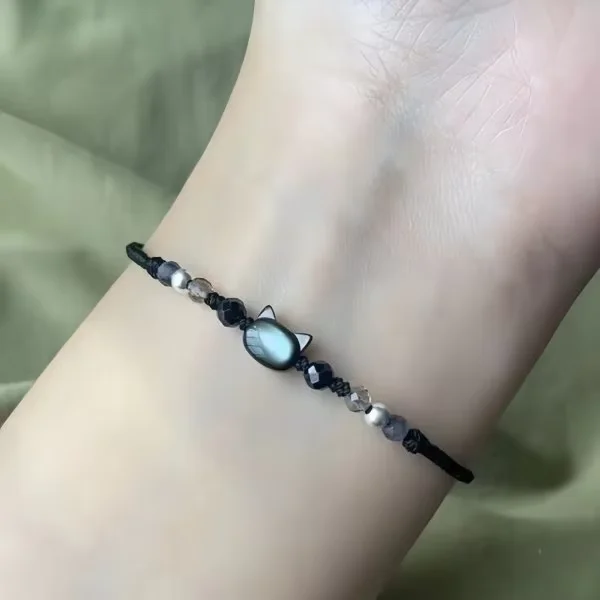 Bracelet chat mignon fait à la main pour Couples, 2 pièces, corde à main Unique et élégante pour femmes et hommes, tissé en perles, bijoux de poignet, cadeaux