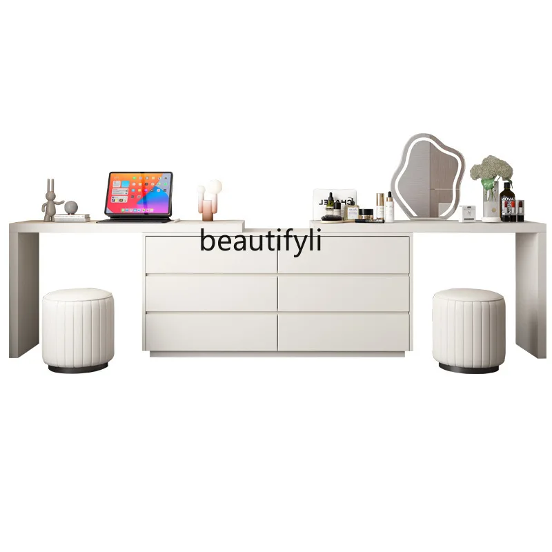 

Modern Simple Dressing Table Storage Cabinet Desk Integrated Scoop Window Makeup Table Corner Dressing Table Makeup Mirror Stool