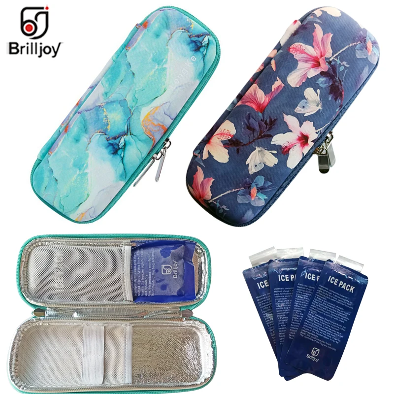 brilljoy ice gel 2pcs first aid relief pain health care cold therapy ice pack insulin cooler pack bag in cooling box keep cooler Brilljoy EVA Insulin Cooler Bag Portable Insulated Diabetic Insulin Medicine Travel Case Cooler Box Aluminum Foil Small ice Bags