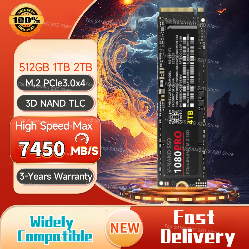 

1080PRO 7450MB/s M.2 SSD 1TB 2TB 4TB PCIe 5.0x4 M2 NVMe 2.0 Disk 2GB Dram Cache Internal Solid State Drive for PS5 Desktop PC