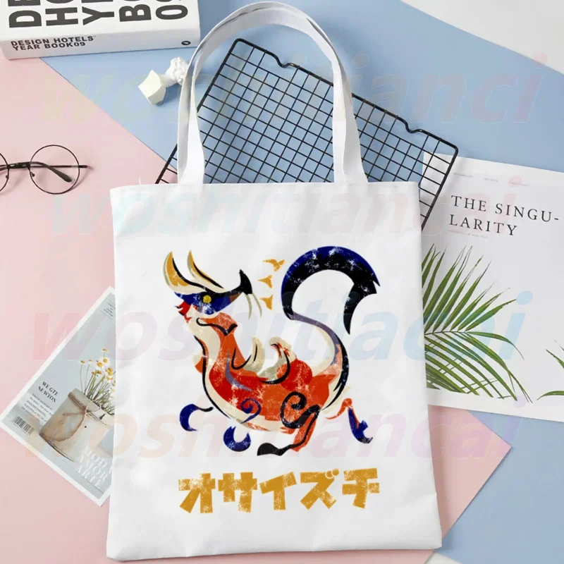 

Monster Hunter Cartoon Fashion Japanese Game Shopping Bag Eco Canvas Shopper Bolsas De Tela Bag Shoping Reusable Sacolas