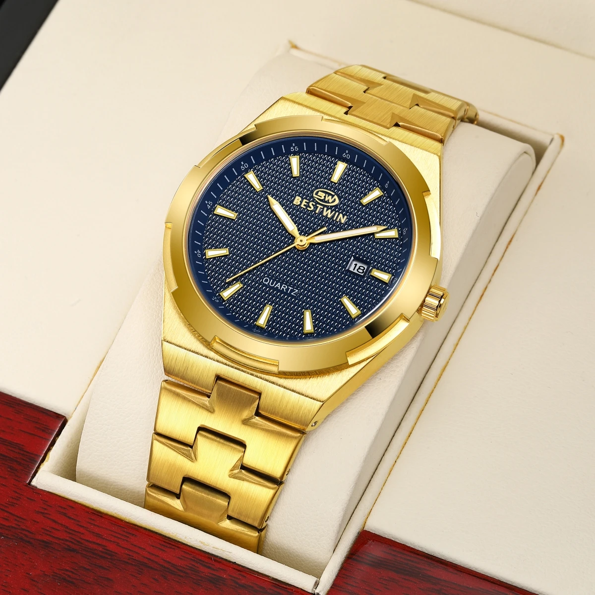 Top Men Watches Luxury Golden Steel Bracelet Quartz Wristwatches Date Time Male Clock Waterproof Watch Reloj hombre 2023