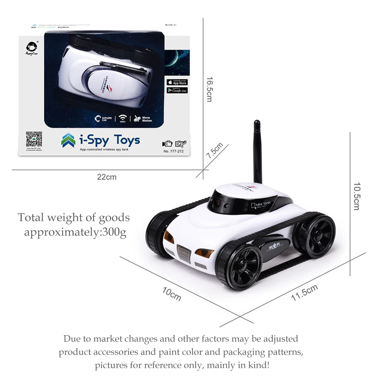 Remote Control Tank Car App Controlled Wireless Spy Tank Transmission HD Camera Vision Toys Explore Move Motion Gifts