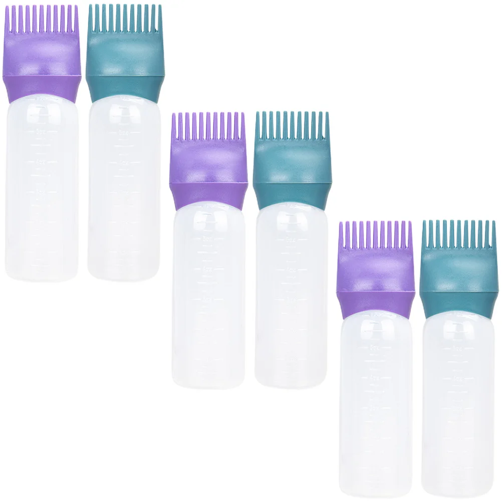 6 pcs Hair Dye Hair Oil Applicator Bottle Root Bottle with Graduated Scale