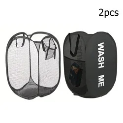 Foldable Mesh Pop - up Laundry Hamper - Large Capacity Storage Solution (2pcs)