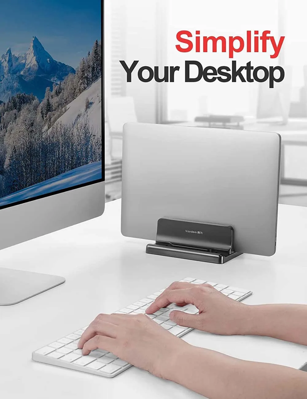 Suporte Vertical Ajustável para Laptop Slot Duplo Plástico Abs Economia de Espaço Macbook Superfície do Chromebook hp Dell Livro Ipad 4in Design - Imagem 6