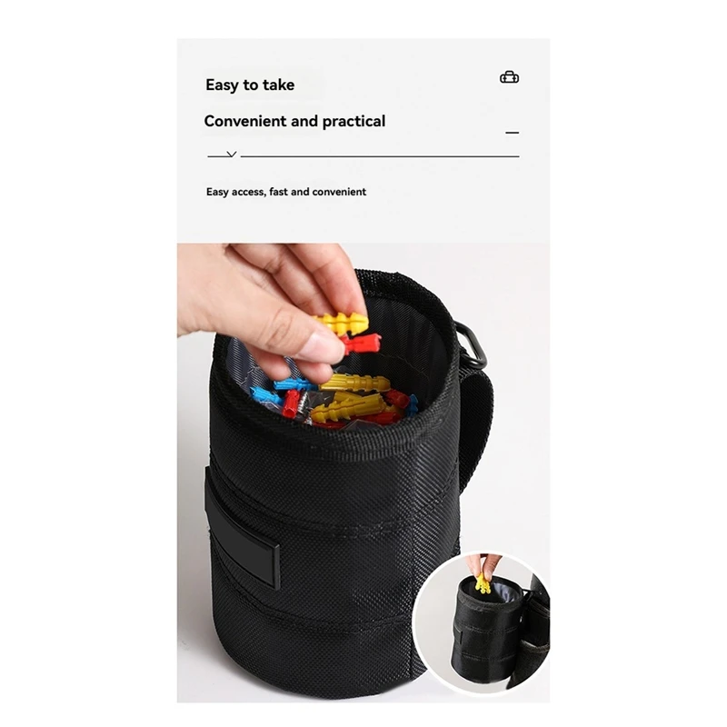 A81M New Nail Screw Storage Bag With Buckle Hanging Waist Nail Bucket Multifunctional Waist Pack Hanging Kit