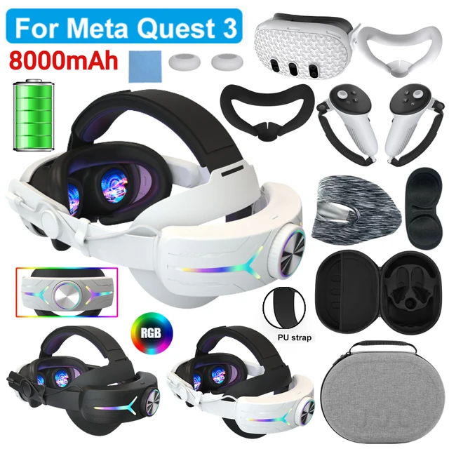 VR Head Strap With 8000 mAh Battery Earphone Compatible With Quest