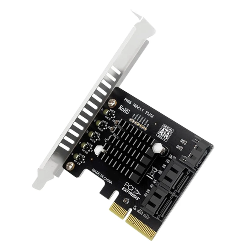 Scheda Sata New-Pci-E Scheda Di Espansione Da Pci-E X4 A 5 Porte Sata 3.0 Per Computer Desktop Jmb585 Supporta Mac Os Windows Linux