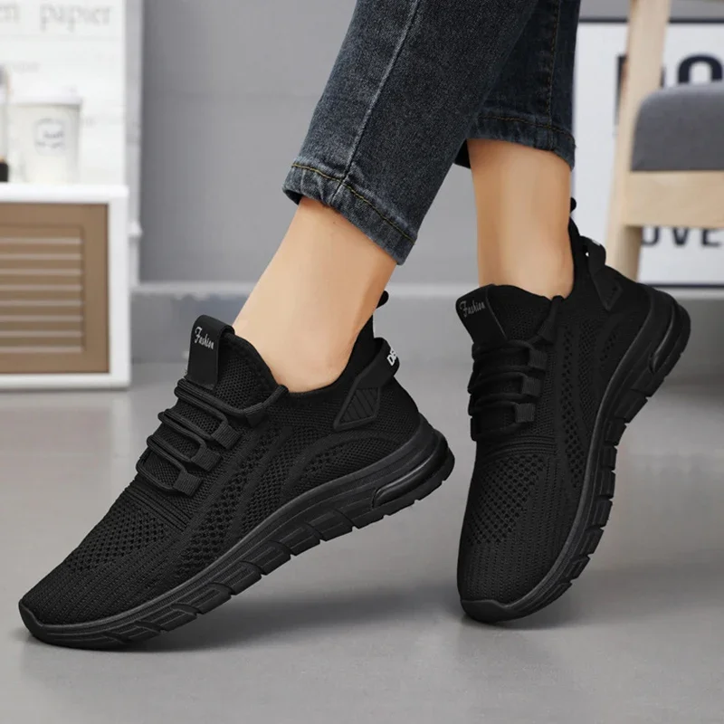 2025 Breathable White Sneakers for Women Soft Sole Lace Up Casual Sports Shoes Woman Comfortable Mesh Walking Shoes Female