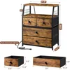 Nightstand Set of 2, Night Stand with Charging Station & LED Lights, Bedside Table with 4 Fabric Drawers for Bedroom 2