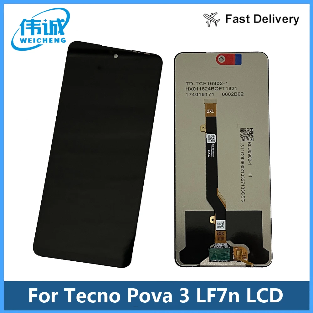 

6.9" Tested LCD For Tecno Pova 3 LF7n LCD Display Touch Screen Digitizer Assembly For Tecno Pova3 LCD Replacement Sensor Parts