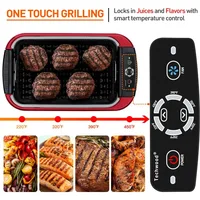 Indoor Smokeless Grill, 1500W Electric BBQ Grill and Non-Stick Grill Plates with Temperature Control, Removable Drip Tray, 2