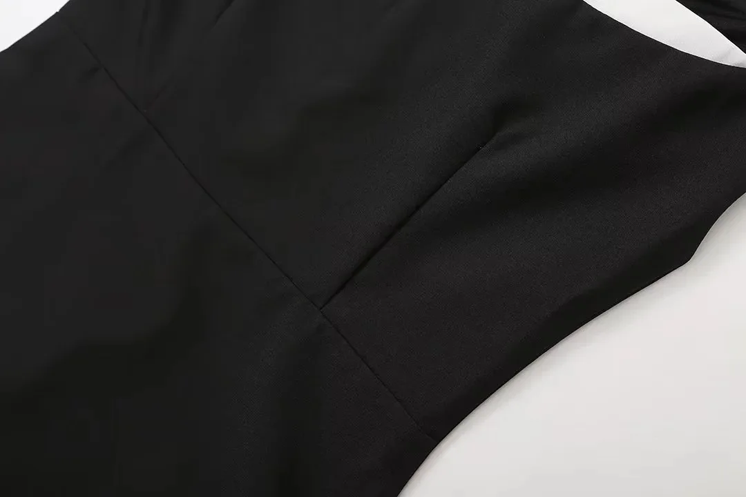 Contrast Color Folds Mini Dress For Women Slim Fit Off-Shoulder Sexy Dress Plunge Elegant Sleeveless Gown Dress Ladies