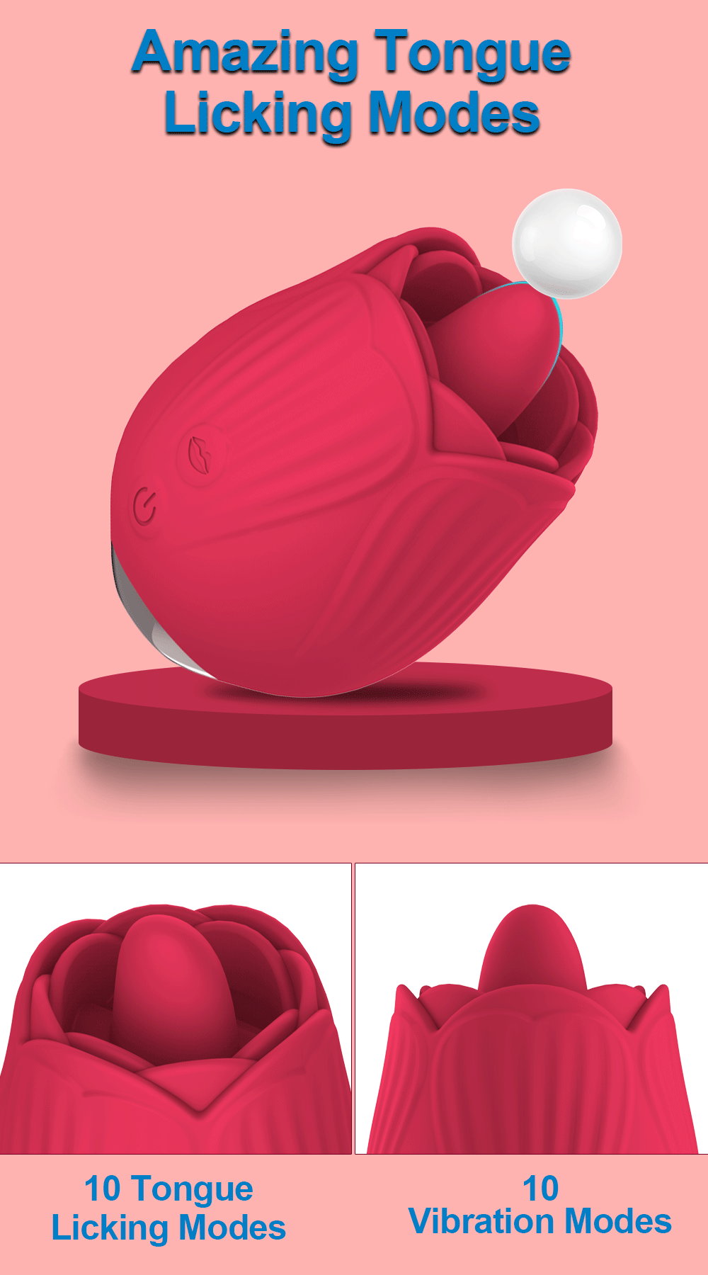 Rose Clit Vibrators for Women with Tongue Licking Vibrator Female  Clitoris Stimulator Massager Sexy Toys Good_voghion.com