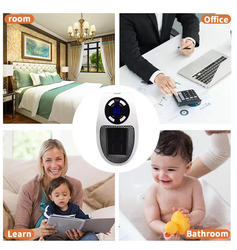 Portable Mini Bathroom Heaters Wall Mounted With Remote Control