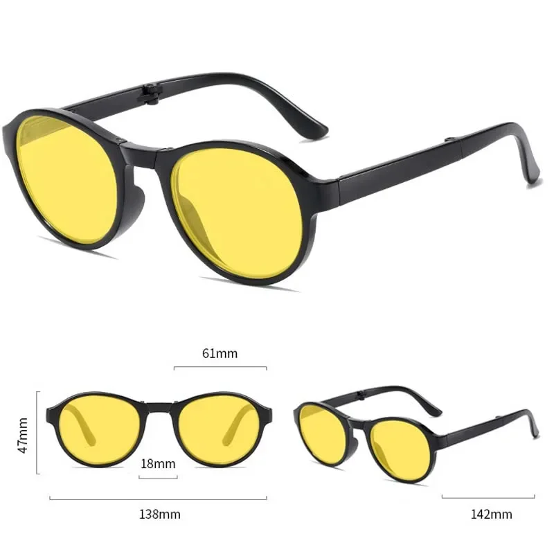 Anti-Glare Goggle Shades Night Vision Glasses for Driving with Box Men Women Foldable Round Blue Light Blocking Computer Glasses night vision glasses night vision sunglasses driving sunglasses