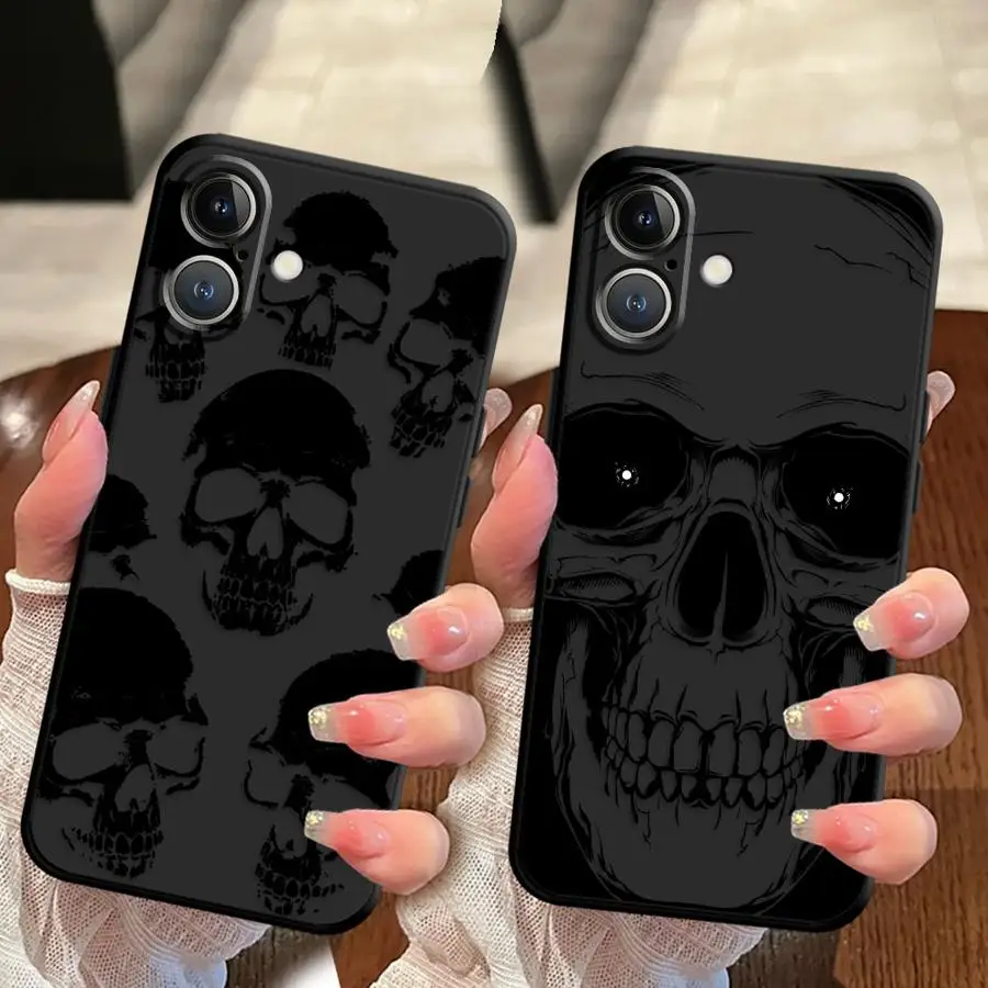 Sleek Black Skeleton Skull Design Phone Cover
