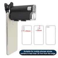 60X/100X  Mobile Phone Microscope with Cell Phone Clip Pocket Magnifying Glass LED UV Light f/ Jade Identification 2