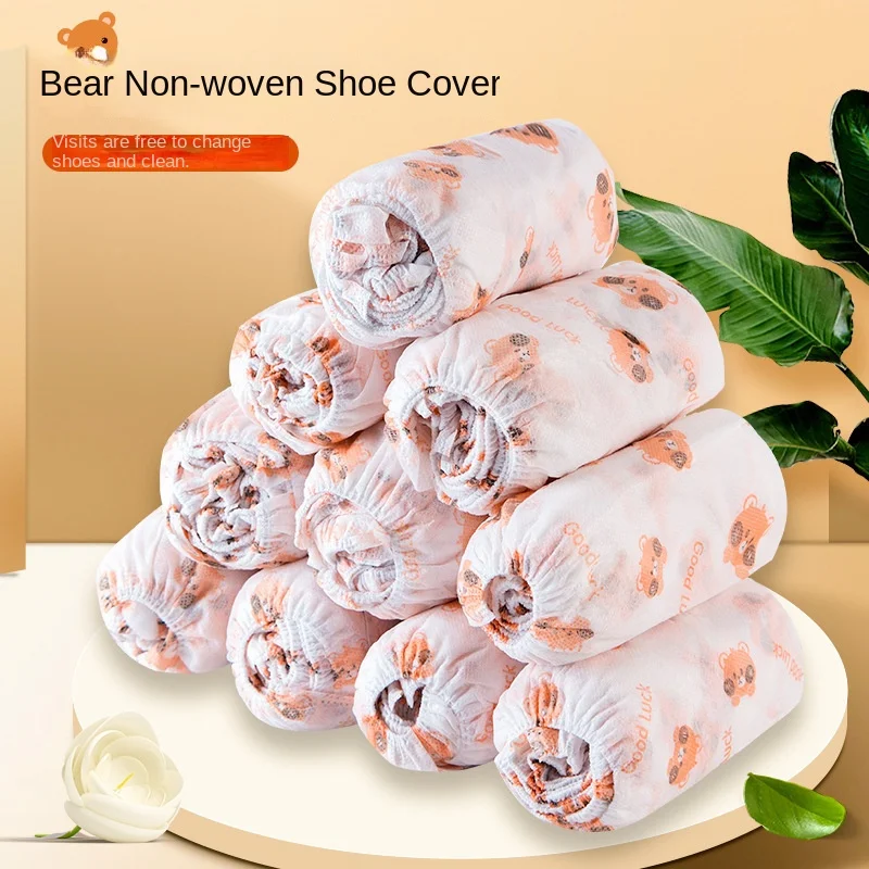 Cartoon Disposable Shoe Covers Made of Non-woven Fabric Thickened Anti Slip Household Dustproof and Breathable 50pcs
