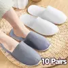 10 Pairs Disposable Slippers Hotel Travel Homestay Slipper Sanitary Party Use Men Women Closed Toe Shoes Salon Guest Slippers