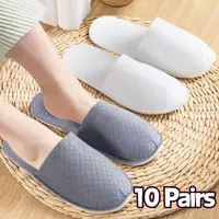10 Pairs Disposable Slippers Hotel Travel Homestay Slipper Sanitary Party Use Men Women Closed Toe Shoes Salon Guest Slippers