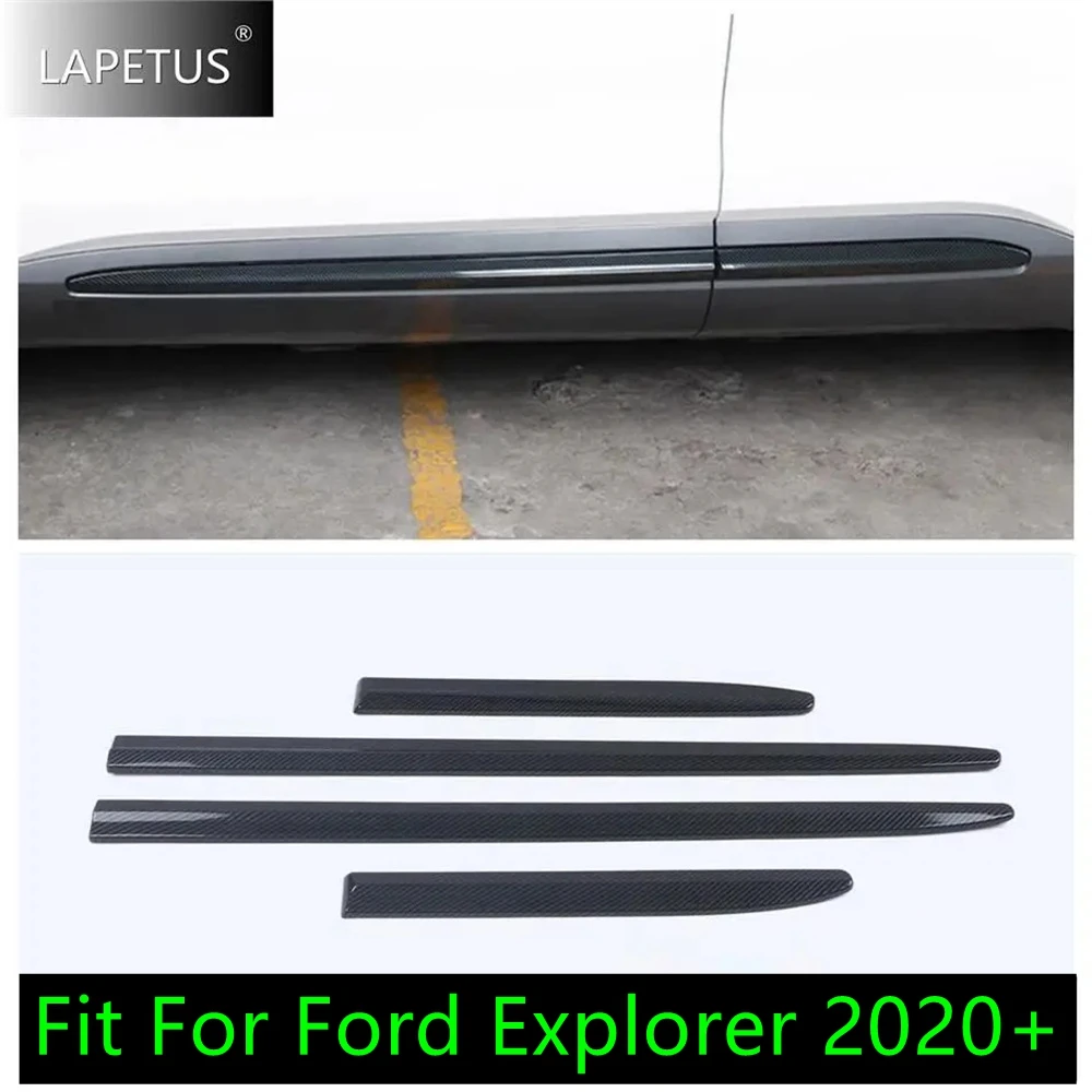 

Carbon Fiber Car Side Door Body Molding Strip Decoration Protective Cover Trim For Ford Explorer 2020 -2023 Exterior Accessories