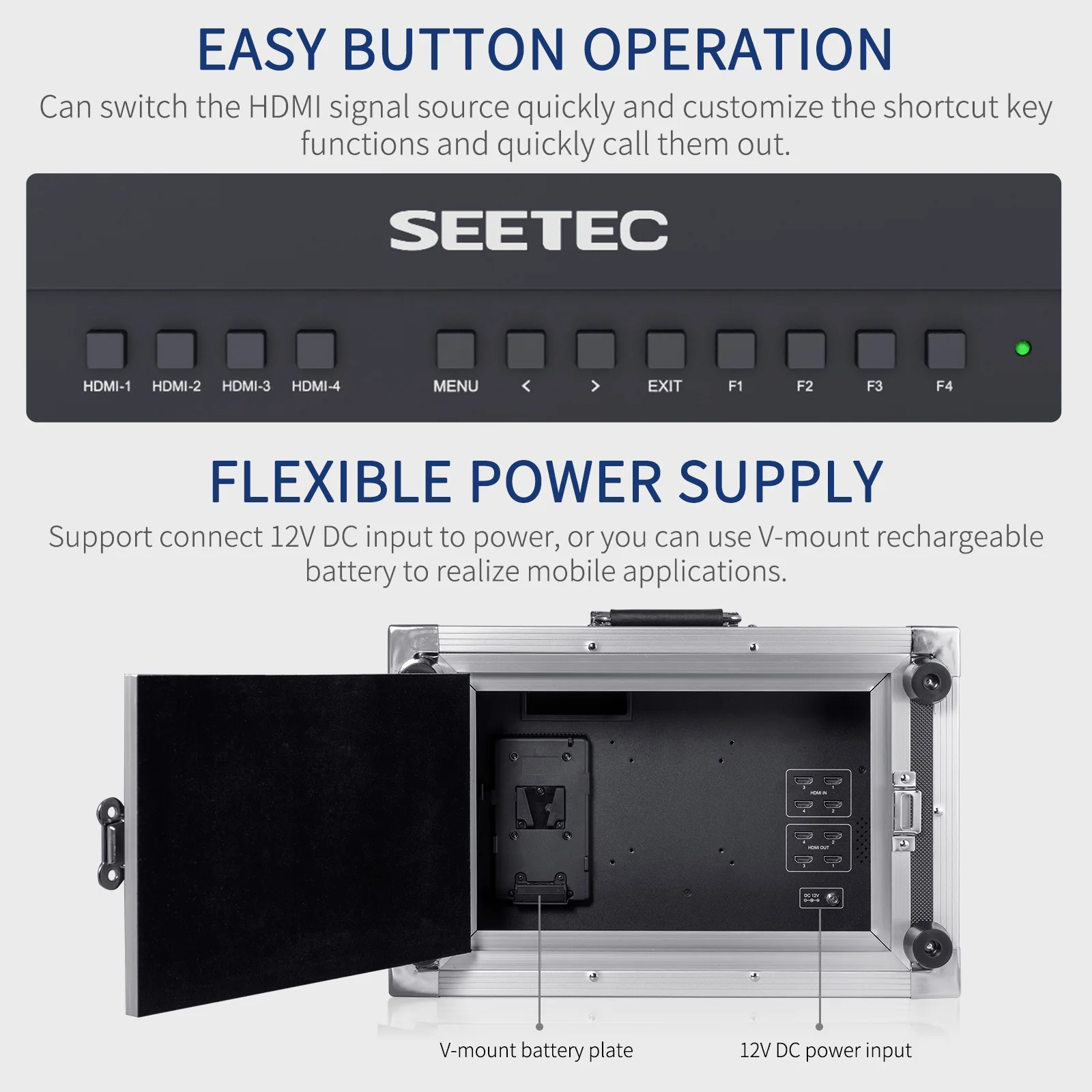 SEETEC ATEM156-CO 15.6&rdquo; 4K HDMI Multiview Portable Carry-on Live Streaming Broadcast Director Monitor for ATEM Mini Mixer Pro