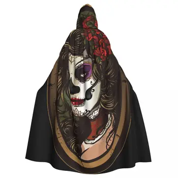 Hooded Cloak Unisex Cloak with Hood Sugar Skull Girl Cloak Vampire Witch Cape Cosplay Costume