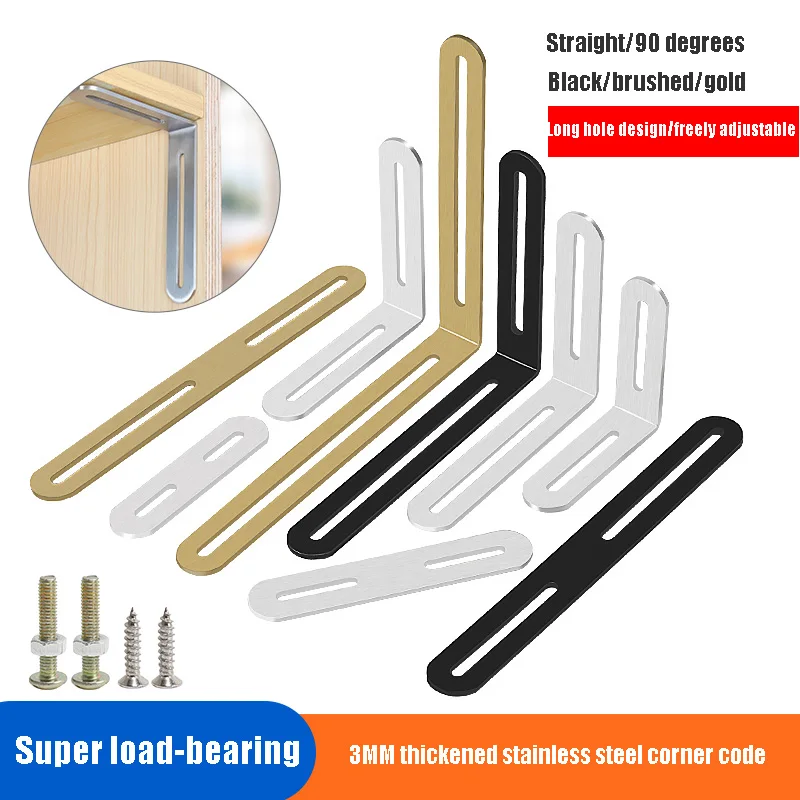 

Movable Holder Adjustable Reinforced Angle Code Long Hole Bracket Stainless Steel Connector 90-Degree Right Angle Bracket