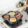 Egg Pan  4-Cup Nonstick Granite Omelette Skillet Pancake Pan Hamburger Bread Breakfast Maker pan for Gas Stove  Induction