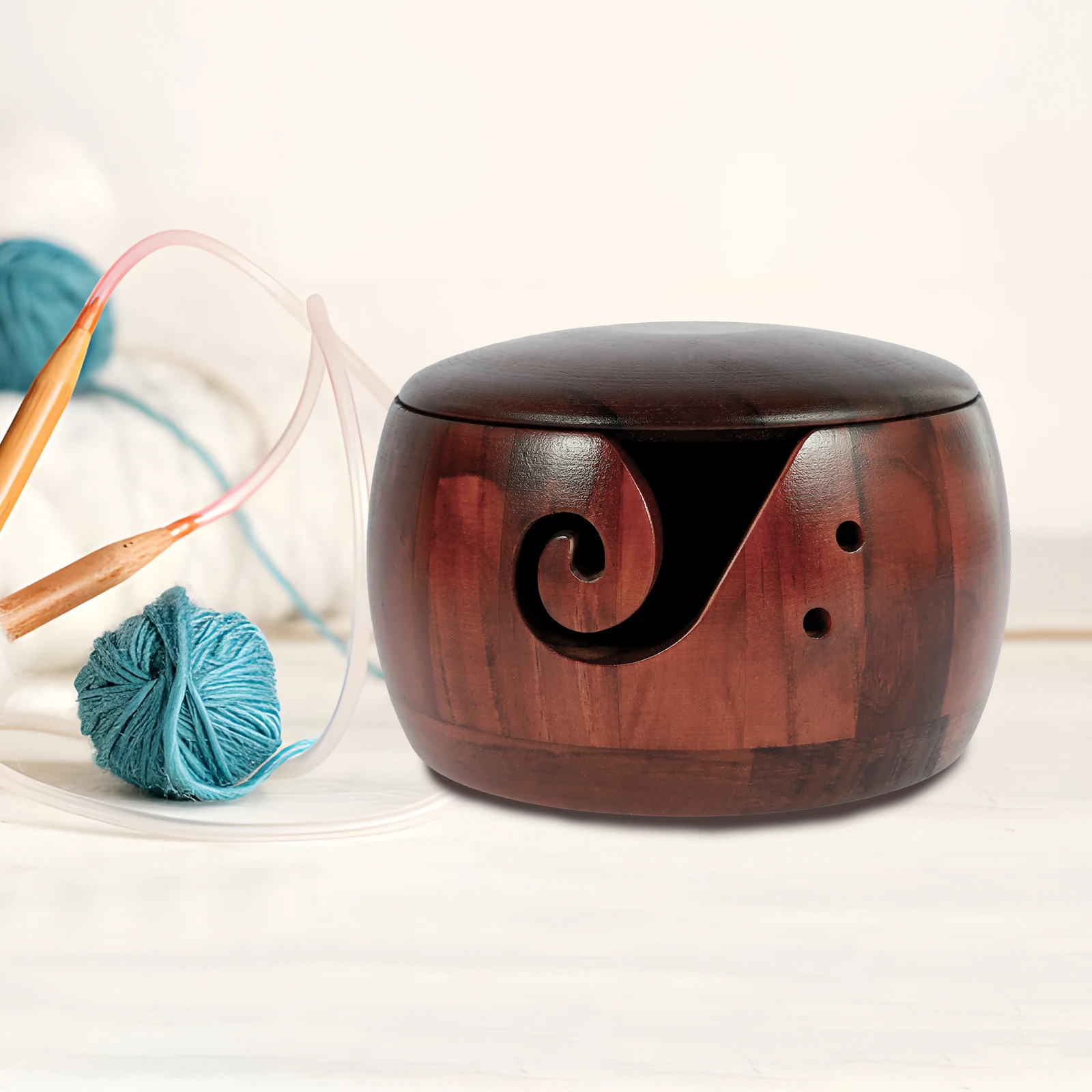 Natural Wooden Yarn Storage Bowl Organizer Knitted  Wooden Yarn Bowl  Knitting - Diy Apparel & Needlework Storage - Aliexpress