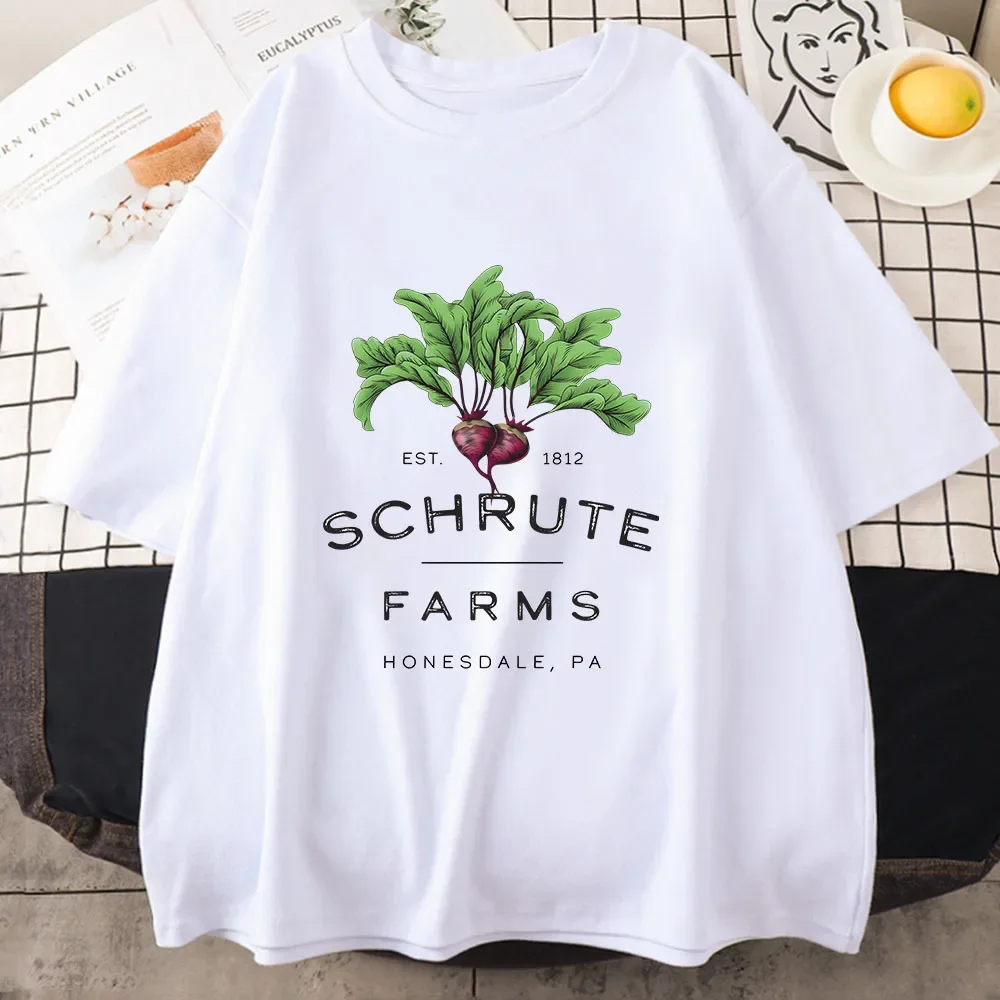 

Dwight Schrute Vegetable Farm T-shirts 100% Cotton Casual Short Sleeve Top Summer Must-have Unisex Tees Loose Breathable Shirt