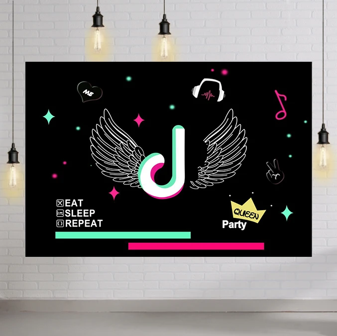 Popular Musical Symbol Background Picture Studio Beat Audio Frequency Birthday Party Photography Backdrop Photo Booth