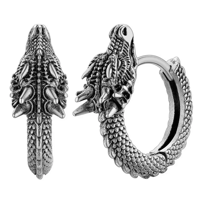 CAOSHI Fashion Male Hoop Earrings Animal Dragon Accessories for Women Trendy Daily Party Metallic Style Jewelry for Unisex