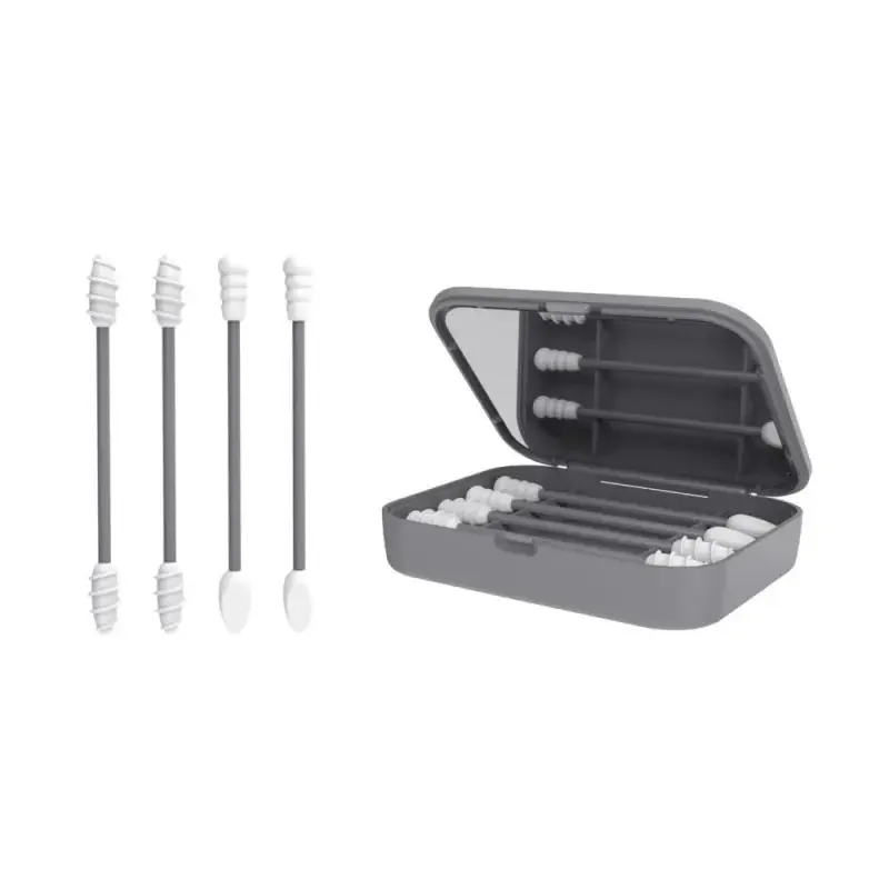 2-4Pcs Reusable Swabs Ear Cleaning Stick for Makeup Application Cleaning Double-headed Spiral Swab Ear Cleaner Swabs Care Tools