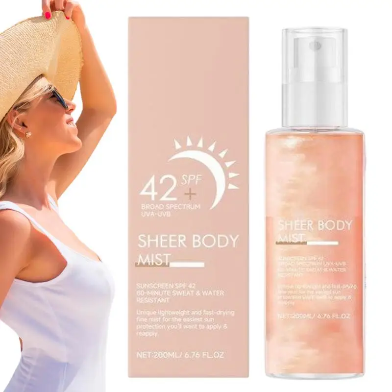 New 200ml Sheer Body Mist Sunscreen Spray Anti-aging Moisturizing Waterproof Sunscreen Spray Facial Body Neck Skin Care