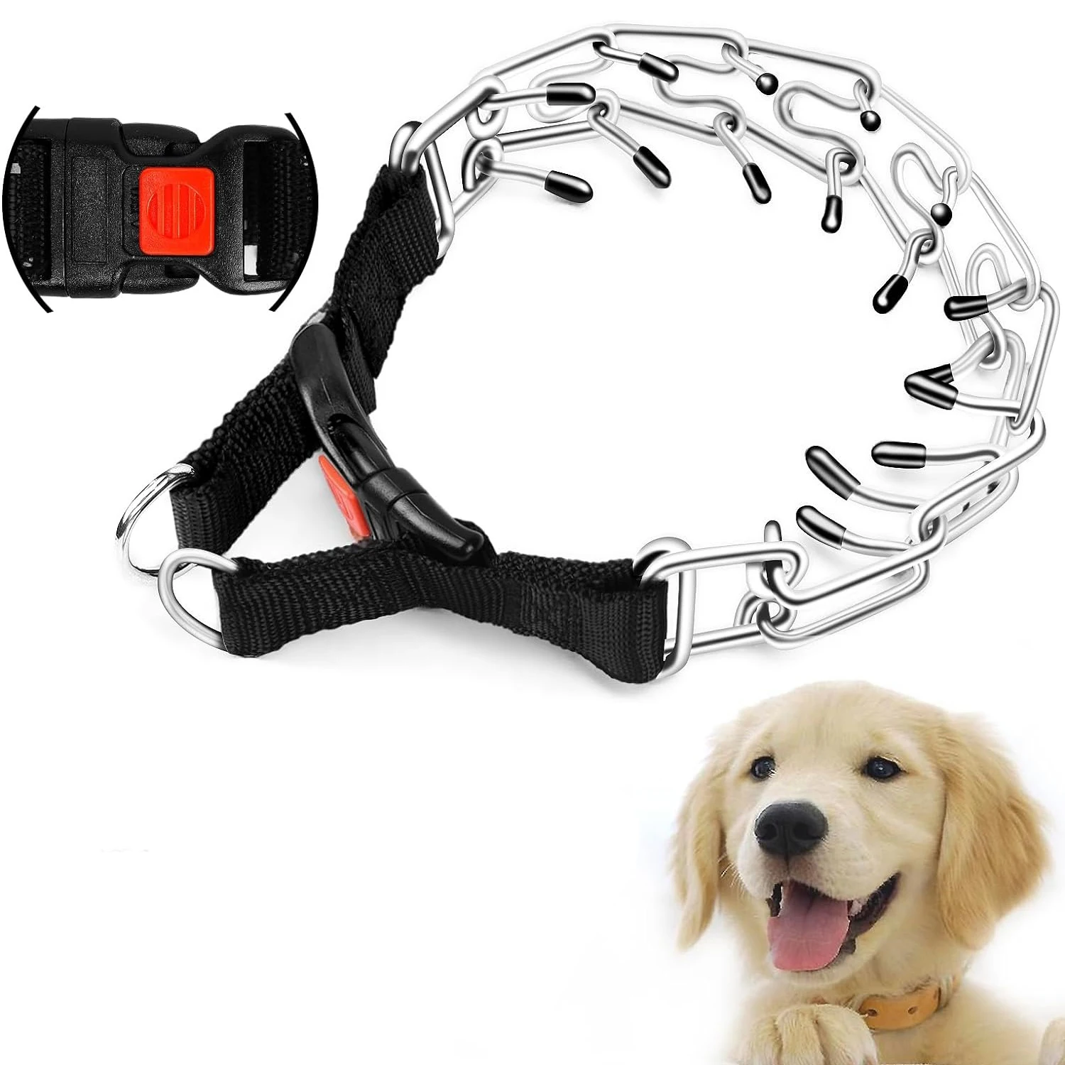 Collar ajustable para adiestramiento de perros pequeños, medianos y grandes, con hebilla de liberación rápida