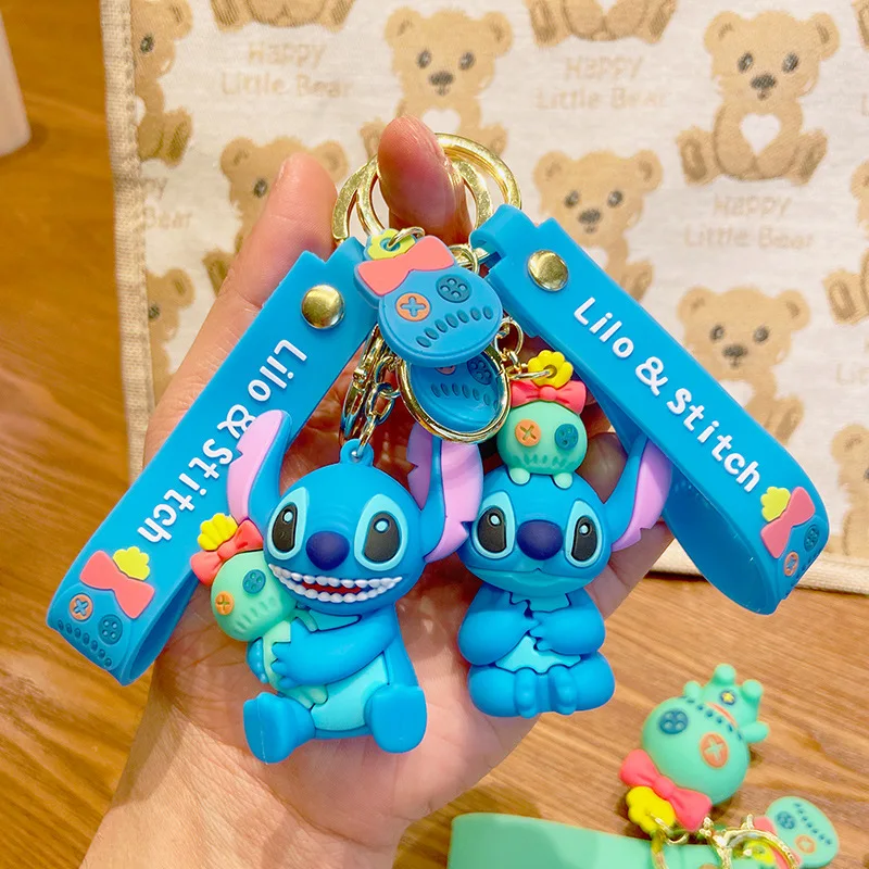 Disney Stitch Keychain Variety of Cartoon Lilo & Stitch Cute Doll Keyring  Fashion Couple Bag Ornament Key Chain Car Pendant Gift