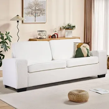 【Breeins】Modern Teddy Fleece Upholstered Loveseat Sofa Livingroom Home Decoration Classic