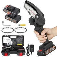 4-Inch Portable Handheld Mini Electric Chainsaw with 2 Batteries High Efficiency Lightweight Cordless Chainsaw Wood Cutting and 1