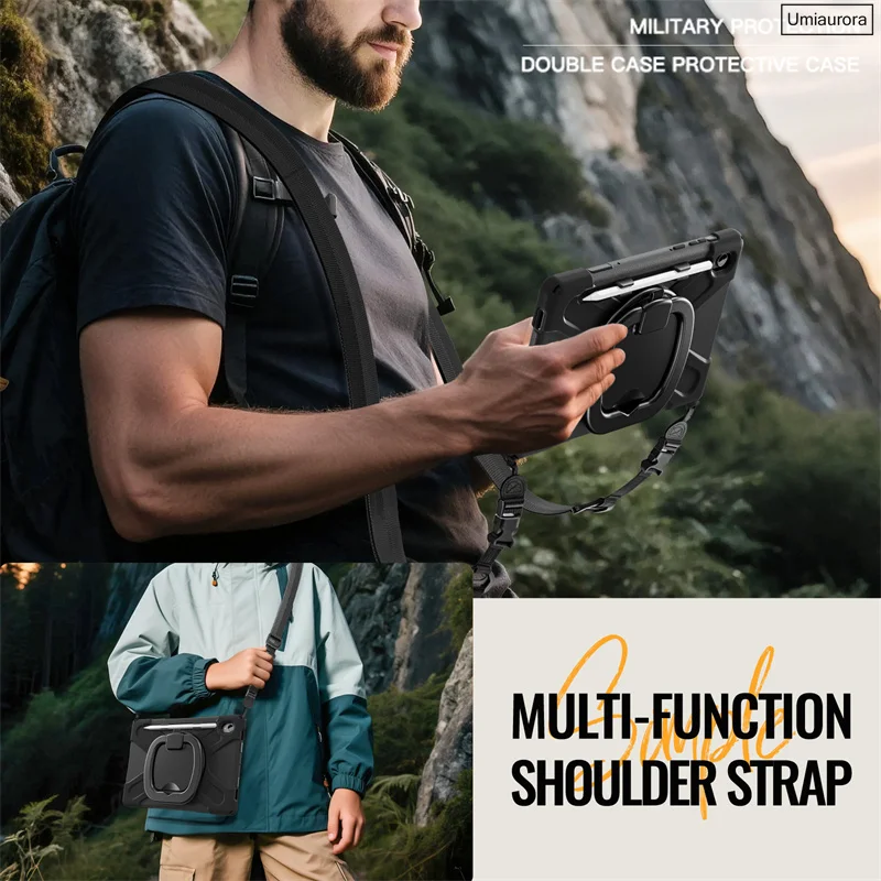 Heavy Duty Rugged Tablet Case with Hand Ring Stand Strap