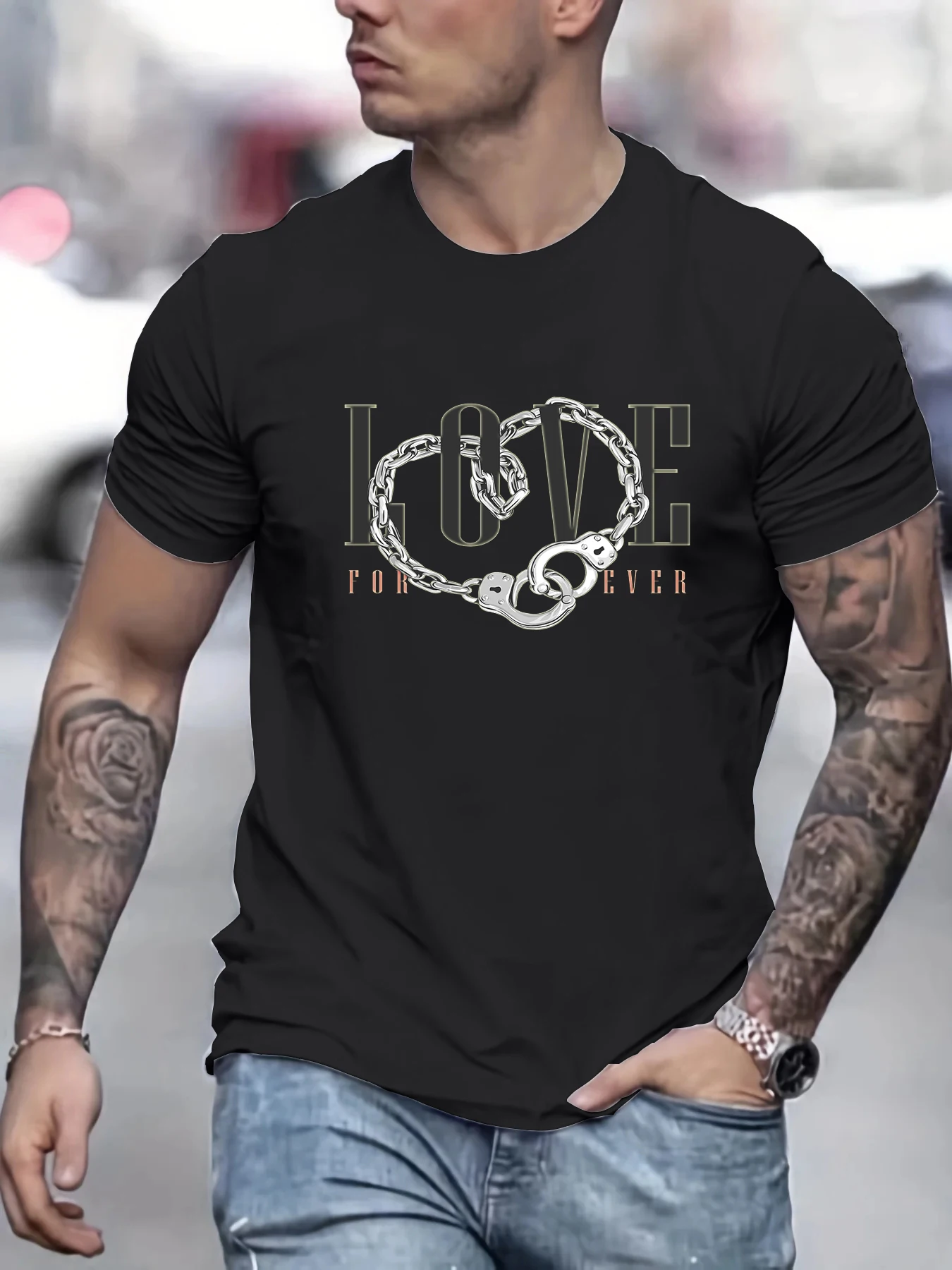 

Vintage Men's T-Shirt Love Forever Printed Men Clothing Summer Casual Short Sleeve Street Designer Top Tees Oversized Sweatshirt