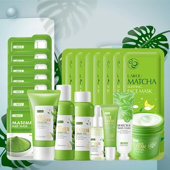 Green Tea Skin Care Kit Korean Cosmetic Moisturizing Acne Exfoliate Anti Aging Beauty Face Care Set For Women Sakura Products ki 1