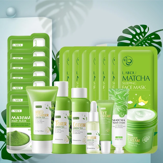 Green Tea Skin Care Kit Korean Cosmetic Moisturizing Acne Exfoliate Anti Aging Beauty Face Care Set For Women Sakura Products ki 1