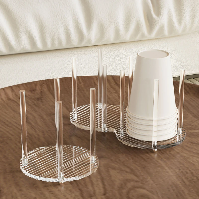 Acrylic Transparent Paper Cup Holder Disposable Water Tea Cups Dispenser Rack Coffee Cup Holder Kitchen Storage Organization 3